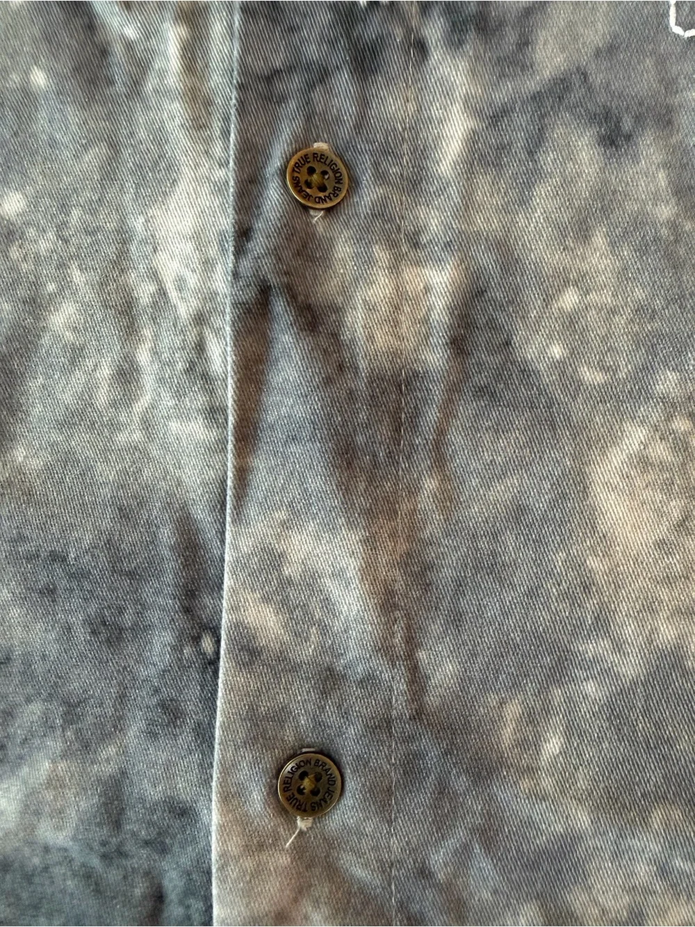 True Religion Gray Tie-Dye Casual Button-Down Shirt